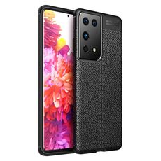 Custodia antiurto in TPU con texture litchi per Samsung Galaxy S21 Ultra 5G (nera)