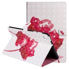 Per Lenovo Tab M10 Plus TB-X606F Custodia in pelle a vibrazione orizzontale con motivo dipinto 3D con supporto e slot per schede e portafoglio e funzione sleep / Wake-up (rosa rossa)