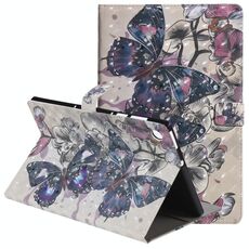 Custodia in pelle a vibrazione orizzontale con motivo dipinto 3D con supporto e slot per schede e portafoglio e funzione di sospensione / sveglia per Lenovo Tab M10 Plus TB-X606F (farfalla nera)