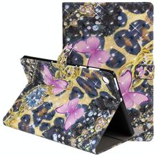 Per Lenovo Tab M10 Plus TB-X606F Custodia in pelle a vibrazione orizzontale con motivo dipinto 3D con supporto e slot per schede e portafoglio e funzione sleep / Wake-up (farfalla rosa)