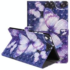 Per Lenovo Tab M10 Plus TB-X606F Custodia in pelle a vibrazione orizzontale con motivo dipinto 3D con supporto e slot per schede e portafoglio e funzione di sospensione / sveglia (farfalla viola)
