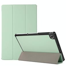 Custodia in TPU con vibrazione orizzontale a 3 pieghe con struttura in pelle + custodia in pelle PU con supporto per Lenovo M10 Plus (verde menta)