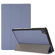 Custodia in TPU + custodia in pelle PU pieghevole a 3 pieghe con struttura della pelle con supporto per Lenovo M10 Plus (grigio lavanda)