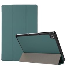 Custodia in TPU con vibrazione orizzontale a 3 pieghe con struttura della pelle + custodia in pelle PU con supporto per Lenovo M10 Plus (verde)