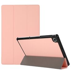 Custodia in TPU con vibrazione orizzontale a 3 pieghe con struttura della pelle + custodia in pelle PU con supporto per Lenovo M10 Plus (rosa)