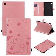 Per Lenovo Tab M10 Plus TB-X606F Cat Bee Embossing Pattern Custodia antiurto per PC da tavolo Custodia protettiva in pelle con vibrazione orizzontale con supporto e slot per schede e portafoglio e slot per penna e funzione sveglia / sonno (rosa)