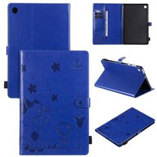 Per Lenovo Tab M10 Plus TB-X606F Cat Bee Embossing Pattern Custodia antiurto per PC da tavolo Custodia protettiva in pelle con vibrazione orizzontale con supporto e slot per schede e portafoglio e slot per penna e funzione di sveglia / sonno (blu)
