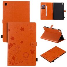 Per Lenovo Tab M10 Plus TB-X606F Cat Bee Embossing Pattern Custodia antiurto per PC da tavolo Custodia protettiva in pelle con flip orizzontale con supporto e slot per schede e portafoglio e slot per penna e funzione sveglia / sonno