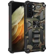 Per Samsung Galaxy S30 Custodia protettiva magnetica antiurto con armatura mimetica ultra TPU + PC con supporto (verde militare)