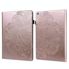 Per Amazon Kindle Fire HD 10 2016/2017/2018/2019 motivo in rilievo pavone TPU + custodia in pelle con vibrazione orizzontale in PU con supporto e slot per schede e portafoglio e funzione sleep / Wake-up (oro rosa)