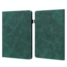 Per Amazon Kindle Fire HD 8 2016/2017/2018/2019 modello in rilievo pavone TPU + custodia in pelle con vibrazione orizzontale PU con supporto e slot per schede e portafoglio (verde)