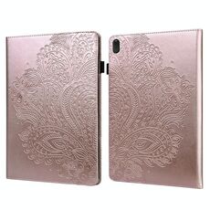 Per Lenovo E10 Custodia in TPU con motivo a rilievo pavone + custodia in pelle con vibrazione orizzontale in PU con supporto e slot per schede e portafoglio e funzione sleep / Wake-up (oro rosa)
