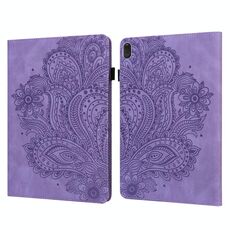 Per Lenovo E10 Custodia in TPU con motivo in rilievo pavone + custodia in pelle con vibrazione orizzontale in PU con supporto e slot per schede e portafoglio e funzione sleep / wake-up