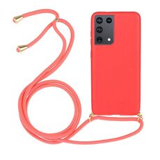 Per Samsung Galaxy S21 Ultra 5G materiale paglia di grano + custodia protettiva in TPU con cordino (rosso)