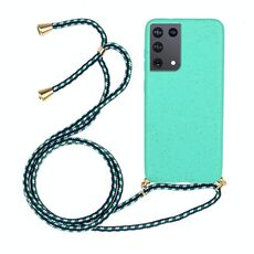 Per Samsung Galaxy S21 Ultra 5G materiale paglia di grano + custodia protettiva in TPU con cordino (verde)
