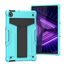 Per Lenovo M10 Plus TB-X606F Staffa a forma di T Colore a contrasto PC antiurto + Custodia protettiva in silicone (verde menta + nero)