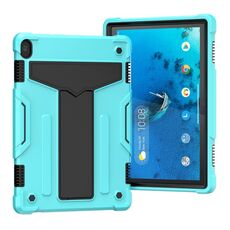 Per Lenovo M10 FHD REL TB-X605F Staffa a forma di T Colore a contrasto PC antiurto + Custodia protettiva in silicone (verde menta + nero)