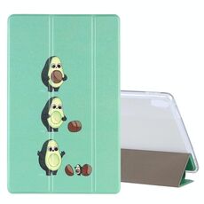 Per Lenovo Tab P11 (TB-J606F) Custodia in pelle a ribaltamento orizzontale con motivo a disegno colorato con supporto a tre pieghe (Avocado)