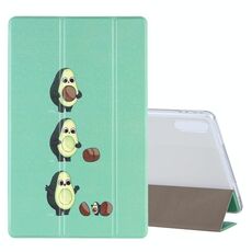 Per Lenovo Tab P11 Pro (TB-XJ706F) Custodia in pelle a ribaltamento orizzontale con motivo a disegno colorato con supporto a tre pieghe (Avocado)