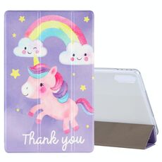 Per Lenovo Tab P11 Pro (TB-XJ706F) Custodia in pelle a vibrazione orizzontale con motivo a disegno colorato con supporto a tre pieghe (Rainbow Horse)
