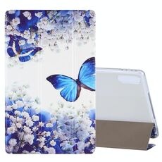 Per Lenovo Tab P11 Pro (TB-XJ706F) Custodia in pelle a vibrazione orizzontale con motivo a disegno colorato con supporto a tre pieghe (farfalle blu)