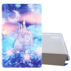 Per Lenovo Tab P11 Pro (TB-XJ706F) Custodia in pelle a vibrazione orizzontale con motivo a disegno colorato con supporto a tre pieghe (cielo stellato)