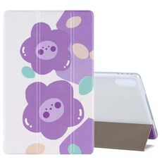 Per Lenovo Tab P11 Pro (TB-XJ706F) Custodia in pelle a vibrazione orizzontale con motivo a disegno colorato con supporto a tre pieghe (fiore viola)