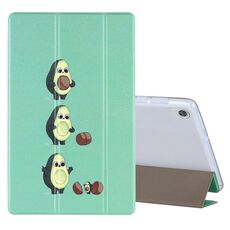 Per Lenovo Tab M10 HD Gen 2 (TB-X306F) Custodia in pelle a vibrazione orizzontale con motivo a disegno colorato con supporto a tre pieghe (Avocado)