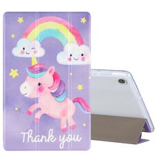 Per Lenovo Tab M10 HD Gen 2 (TB-X306F) Custodia in pelle a vibrazione orizzontale con motivo a disegno colorato con supporto a tre pieghe (Rainbow Horse)