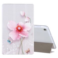 Per Lenovo Tab M10 HD Gen 2 (TB-X306F) Custodia in pelle a ribaltamento orizzontale con motivo a disegno colorato con supporto a tre pieghe (fiore di perla)