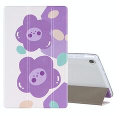 Per Lenovo Tab M10 HD Gen 2 (TB-X306F) Custodia in pelle a vibrazione orizzontale con motivo a disegno colorato con supporto a tre pieghe (fiore viola)