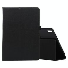 Per Lenovo M10 Plus TB-X606F Custodia in pelle con vibrazione orizzontale in tinta unita con struttura litchi con supporto e slot per penna (nero)