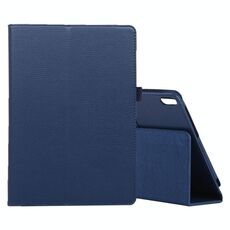 Per Lenovo M10 Plus TB-X606F Custodia in pelle con vibrazione orizzontale in tinta unita con struttura litchi con supporto e slot per penna (blu scuro)