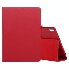 Per Lenovo M10 Plus TB-X606F Custodia in pelle a vibrazione orizzontale in tinta unita con struttura litchi con supporto e slot per penna (rosso)