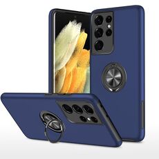 Per Samsung Galaxy S21 Ultra 5G PC + custodia protettiva ad antiurto TPU con supporto ad anello invisibile (blu)