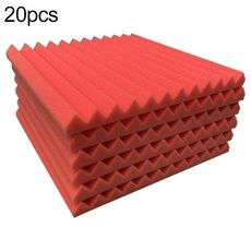 20 pz/pacco 30x30x2.5 cm Triangolare Stile Scanalatura Studio di Registrazione Drum Video Room Pannello di Isolamento Acustico Silenziatore Cotone (Rosso)