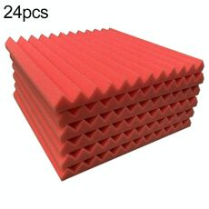 24 pz/pacco 30x30x2.5 cm Triangolare Stile Scanalatura Studio di Registrazione Drum Video Room Pannello di Isolamento Acustico Silenziatore Cotone (Rosso)