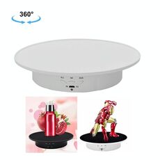 Vetrina per giradischi girevoli per giradischi rotante da 20 cm USB Puntelli girevoli per la fotografia, carico: 8kg (Bianco Bianco Bianco Velvet)