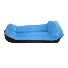 Color-bloccing Pillow Style 210T Tear-Proof Plaid Ploy Gonfiabile Divano da esterno Borsa a pelo portatile Air Spiaggia Gonfiabile Blowing Row, Dimensioni: 240 x 55 cm (cielo blu + nero)