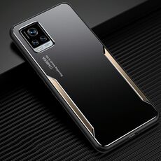 Per Vivo S7 Blade serie TPU telaio + lega di titanio sabbia sabbiatura tecnologia backplane + colore in lega di alluminio bordo decorativo bordo mobile shell protettivo (nero + oro)