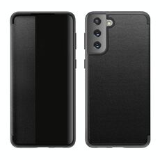 Per Samsung Galaxy S21 Ultra 5G finestra laterale magnetica vista antiurto antiurto in pelle flip (nero)