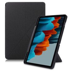Per Samsung Galaxy Tab S8 / GALAXY TAB S7 T870 Texture di stoffa multi-pieghevole orizzontale flip in pelle PU in pelle custodia antiurto con supporto e sleep / wake-up funzione (nero)