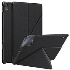 Per Lenovo Tab P11 TB-J606F Texture di stoffa multi-pieghevole orizzontale flip in pelle PU cuoio antiurto con supporto e supporto / funzione sveglia (nero)