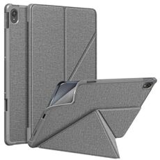 Per Lenovo Tab P11 TB-J606F Texture di stoffa multi-pieghevole flip in pelle PU cuoio cuoio custodia antiurto con supporto e sleep / wake-up funzione (grigio)