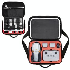 Scatola di custodia da trasporto portatile di stoccaggio a spalla singola con separatore di deflettore per Dji Air 2s (nero + fodera rossa)
