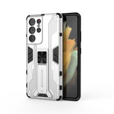 Per Samsung Galaxy S21 Ultra 5G SuperSonic PC + custodia protettiva antiurto TPU con supporto (bianco)