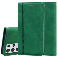 Per Samsung Galaxy S21 Ultra 5G Business glassato Business magnetico Gestione orizzontale flip in pelle PU con supporto e carta Slot & Lanyard (verde)