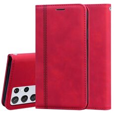 Per Samsung Galaxy S21 Ultra 5G Business glassato Business Business Horizontal flip custodia in pelle PU con supporto e carta Slot & Lanyard (rosso)