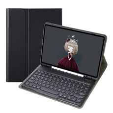 YA610B Struttura in pelle di agnello staccabile rotonda Tastiera rotonda Custodia in pelle Bluetooth con slot e supporto per Samsung Galaxy Tab S6 Lite 10.4 P610 e P615 (2020) (nero)