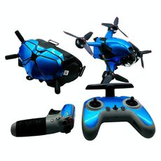 FPV-TZ-SF 4 in 1 Impermeabile Anti-Scratch Decalcomania Autoadesivi per la pelle Pelle Personalizzata Kit cinematografici per DJI FPV Drone & Goggles V2 & Telecomando e Rocker (Blue Blue fluorescent)